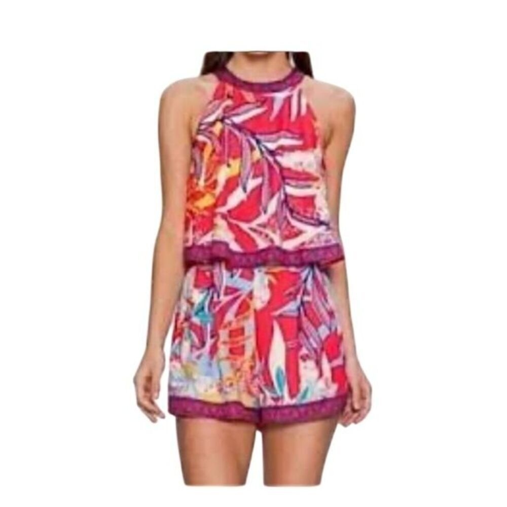 Flying Tomato Pink & Red Printed Romper